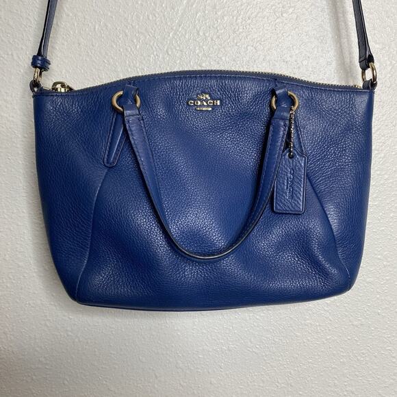Coach Mini Kelsey Satchel Crossbody Blue Pebbled Leather F57563 - Picture 1 of 6